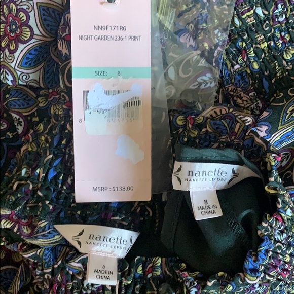 Nanette Lepore Smocked Neck & Cuff Print Dress - Picture 8 of 8